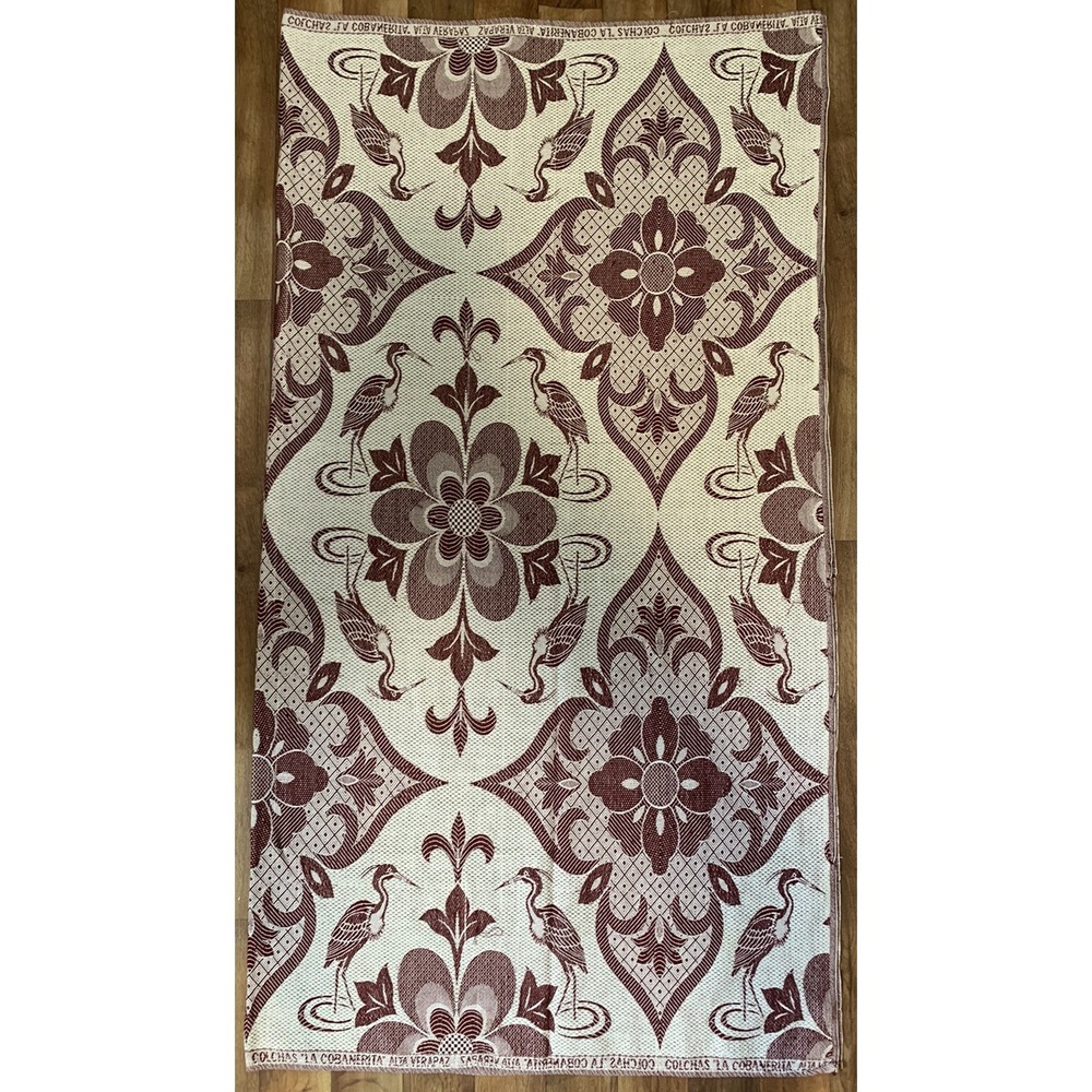 Colchas Tikal Guatamalen‎ Throw Flamingo Floral Maroon White